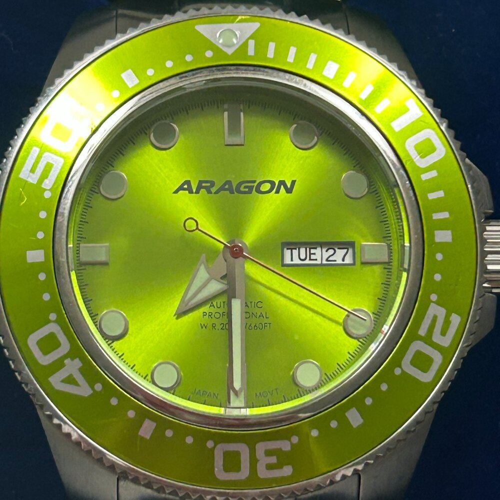 ***MENS ARAGON DIVEMASTER AUTOMATIC 45MM BRACELET WATCH***